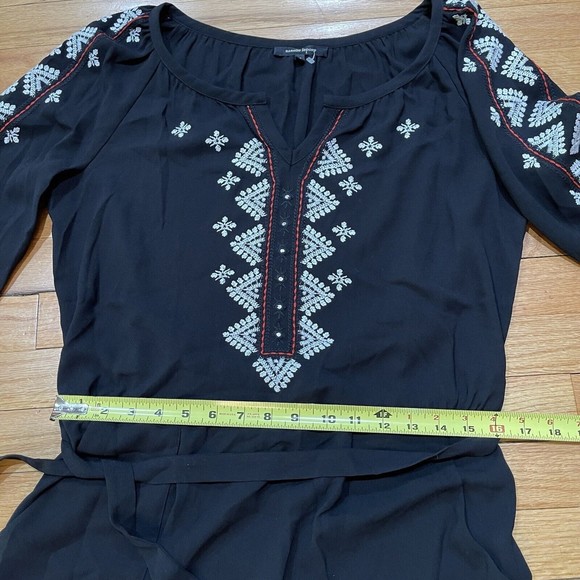 Nanette Lepore Mariachi Sheath Womens Boho Dress Size 6 Embroidered Black NEW - Picture 6 of 16